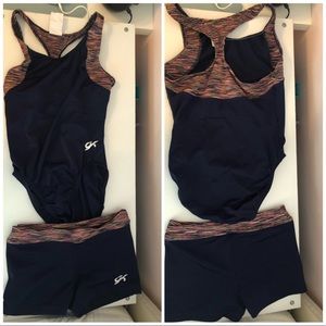 GK ELITE matching gymnastics leotard and shorts